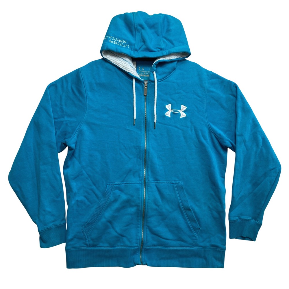Under Armour Hoodie Mens Large Blue UA Storm Full Zip Loose Fit Sweatshirt